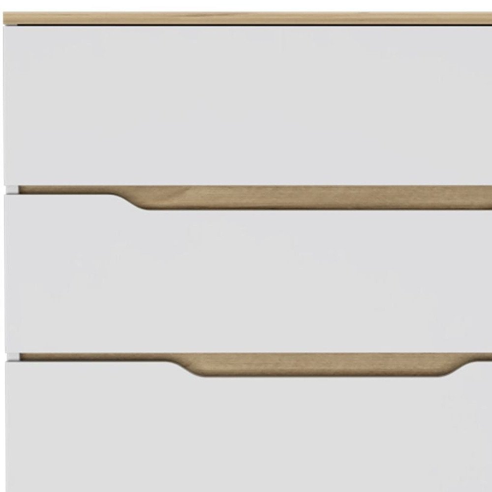 White and Natural Wood Four Drawer Dresser - 32-inch