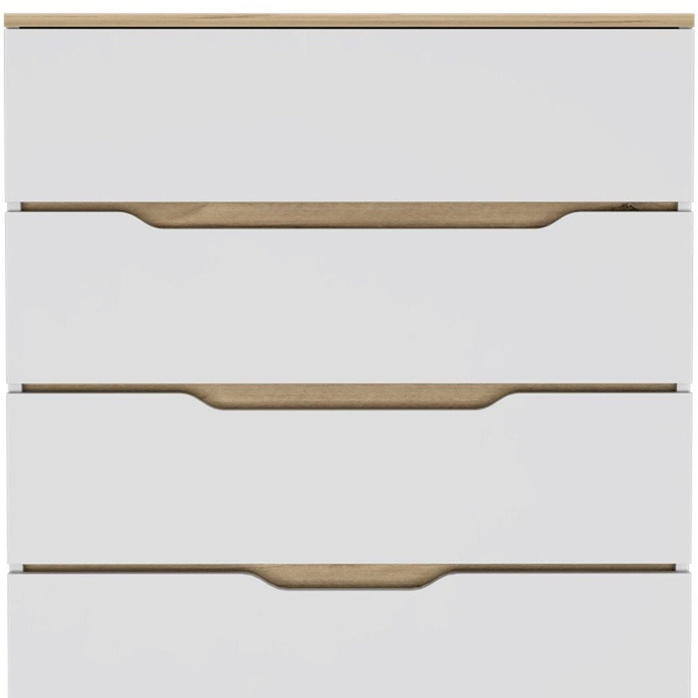 White and Natural Wood Four Drawer Dresser - 32-inch