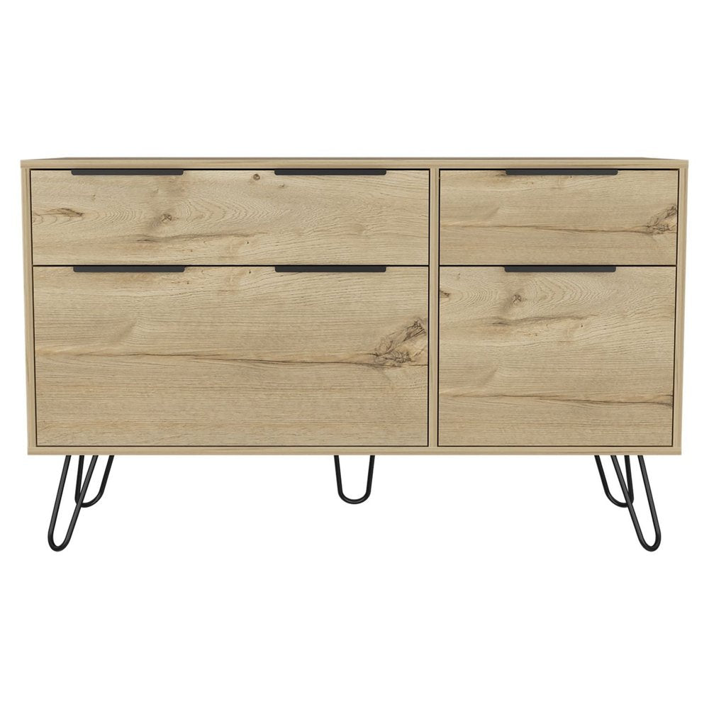 Natural Wood Four Drawer Double Dresser - 47-inch