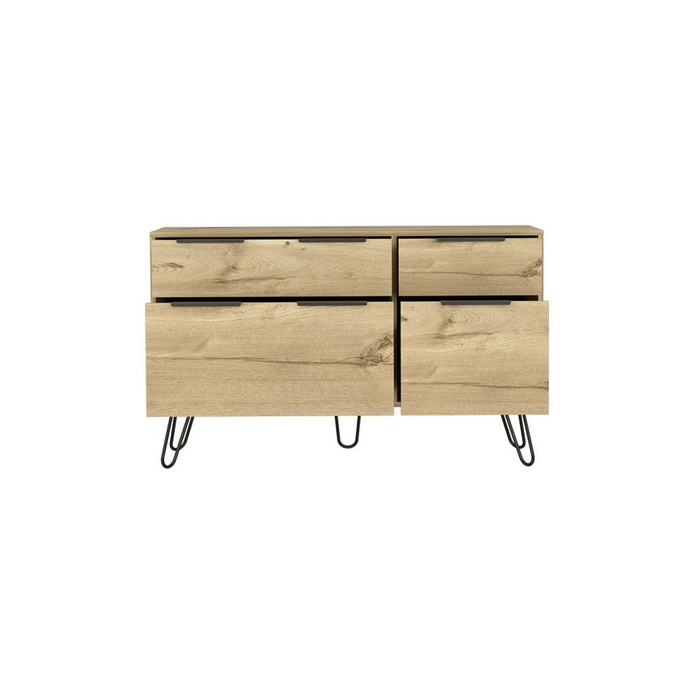 Natural Wood Four Drawer Double Dresser - 47-inch