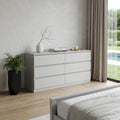 White Wood Six Drawer Double Dresser - 61-inch