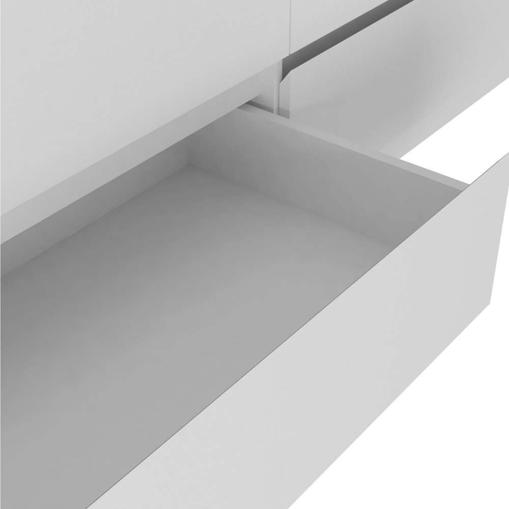 White Wood Six Drawer Double Dresser - 61-inch