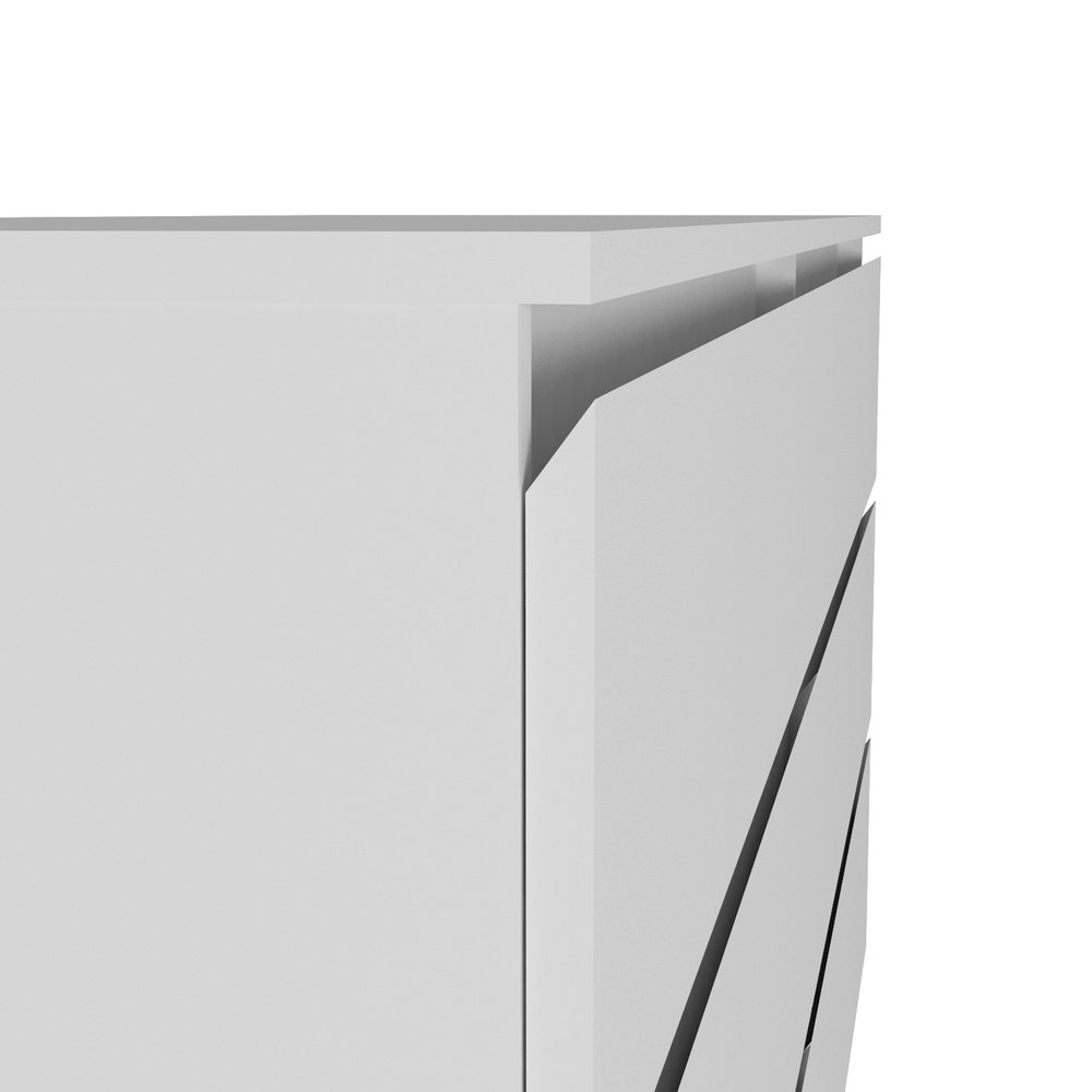 White Wood Six Drawer Double Dresser - 61-inch