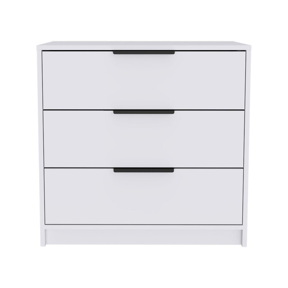 White Wood Three Drawer Dresser - 28-inch