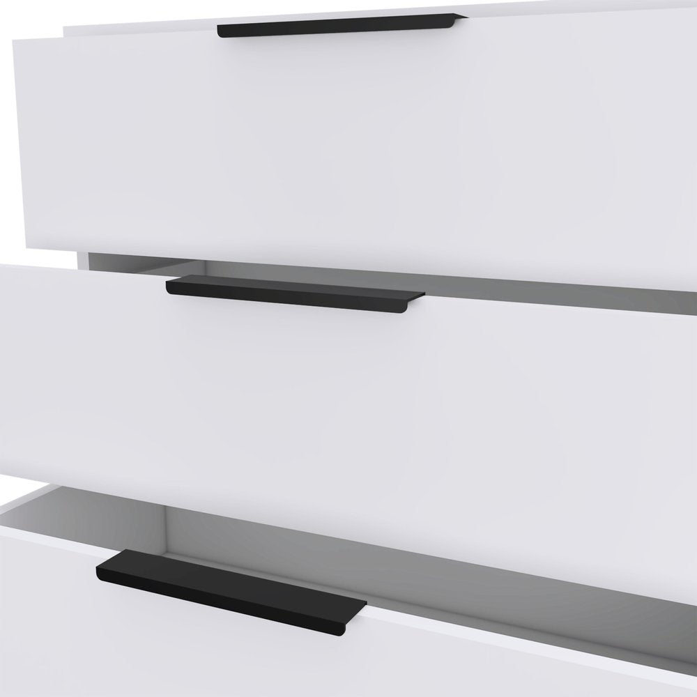White Wood Three Drawer Dresser - 28-inch