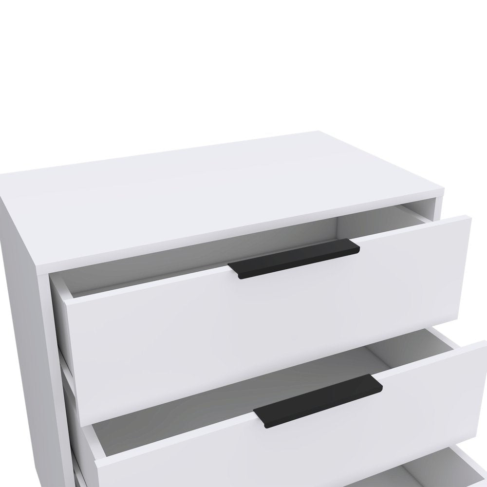 White Wood Three Drawer Dresser - 28-inch