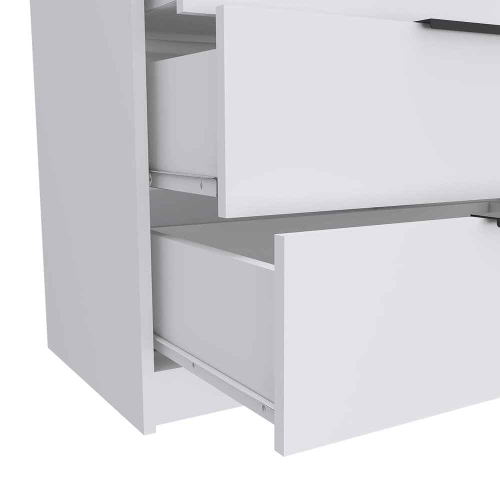 White Wood Three Drawer Dresser - 28-inch