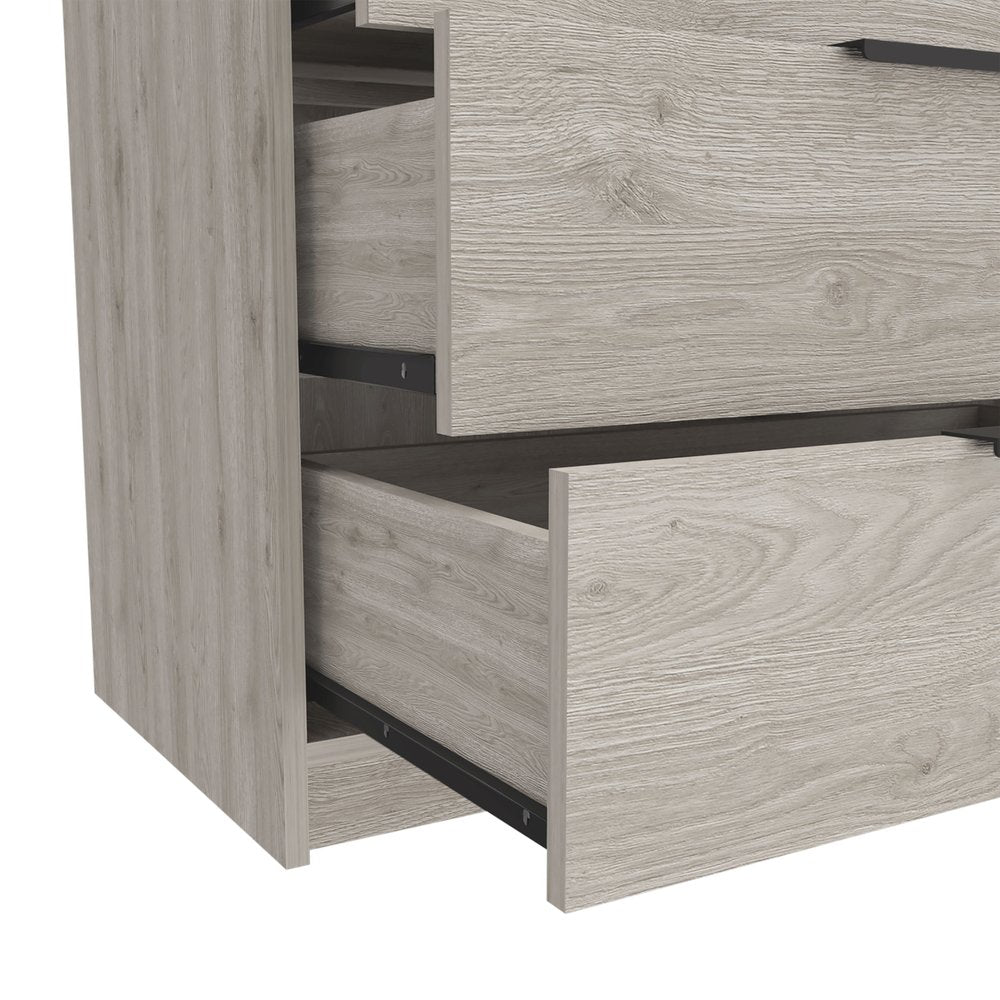 Light Gray Wood Three Drawer Dresser - 28-inch