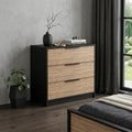 Natural and Black Wood Three Drawer Dresser - 28-inch