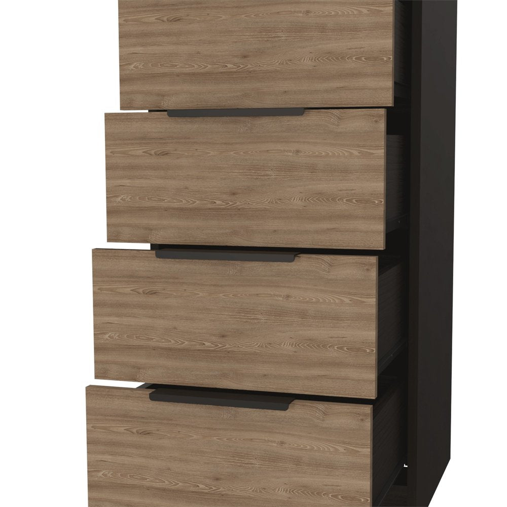 Brown and Black Five Drawer Standard Chest - 18-inch