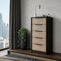 Brown and Black Five Drawer Standard Chest - 18-inch