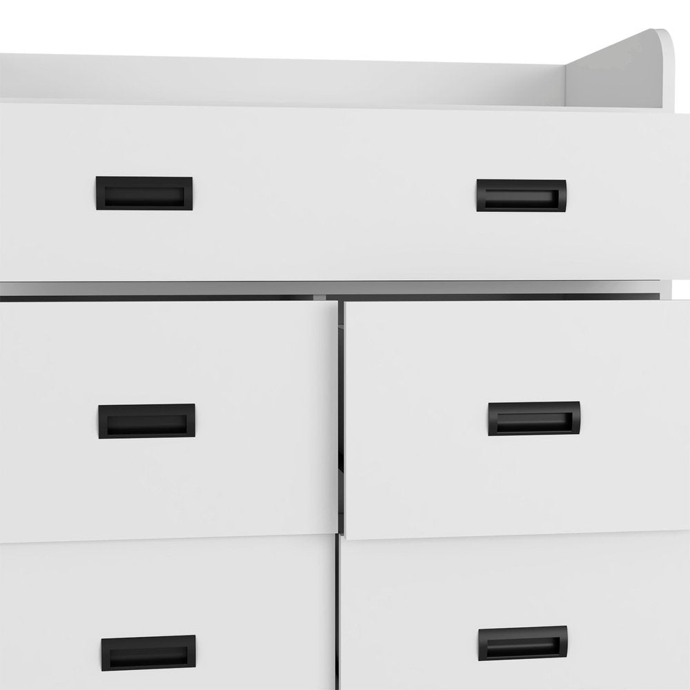 White Wood Five Drawer Dresser - 34-inch
