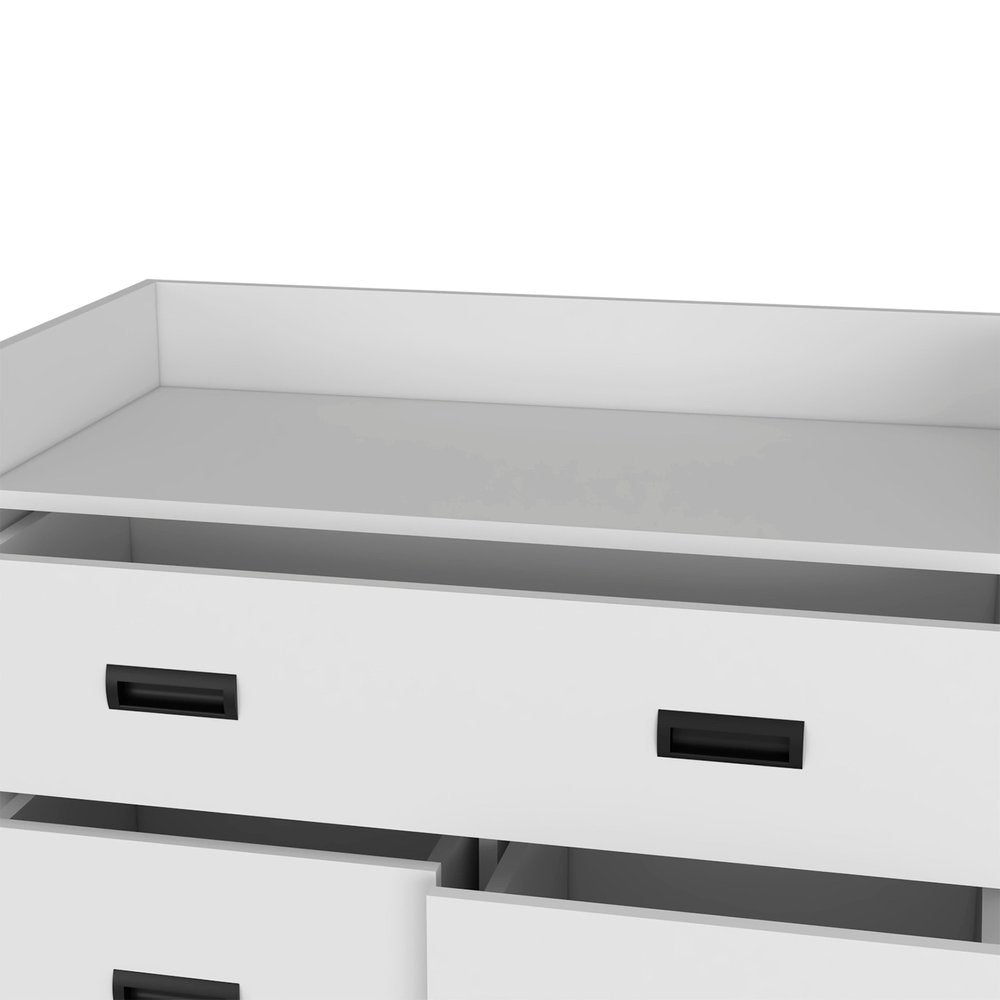 White Wood Five Drawer Dresser - 34-inch