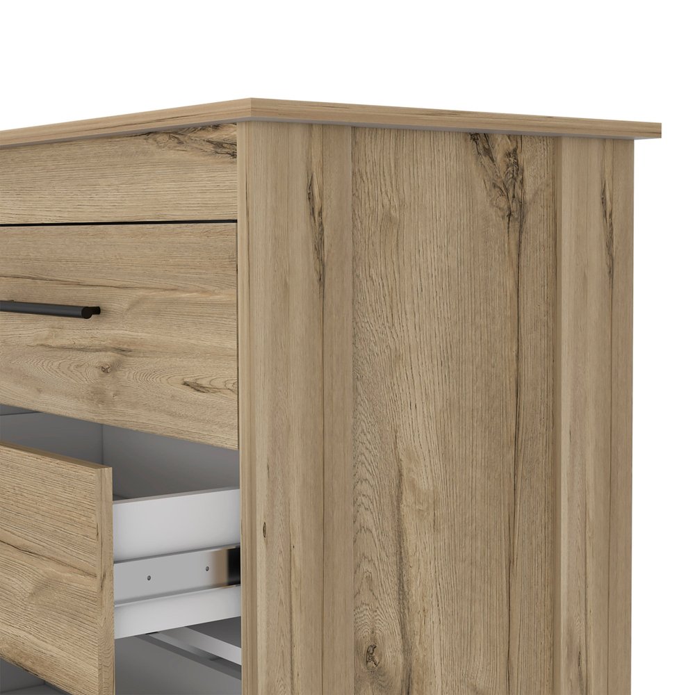 Natural Wood Six Drawer Double Dresser - 59-inch