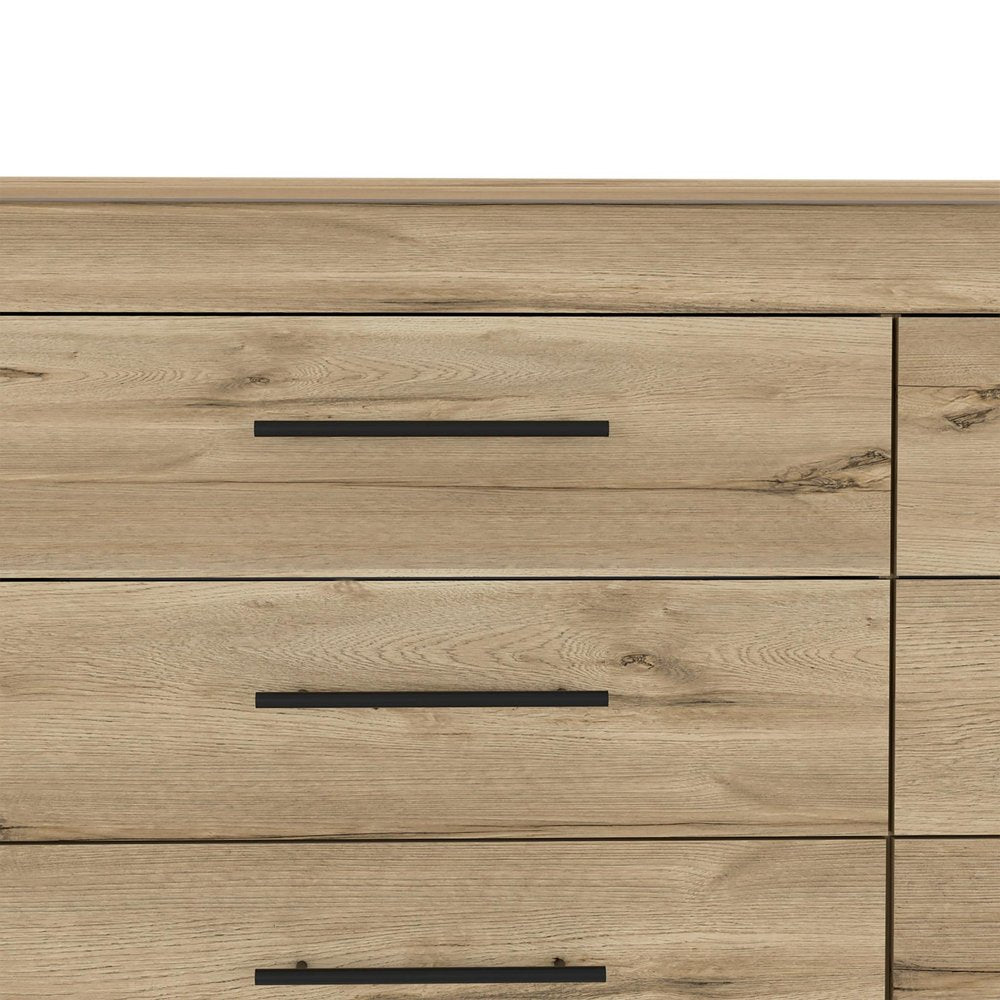 Natural Wood Six Drawer Double Dresser - 59-inch