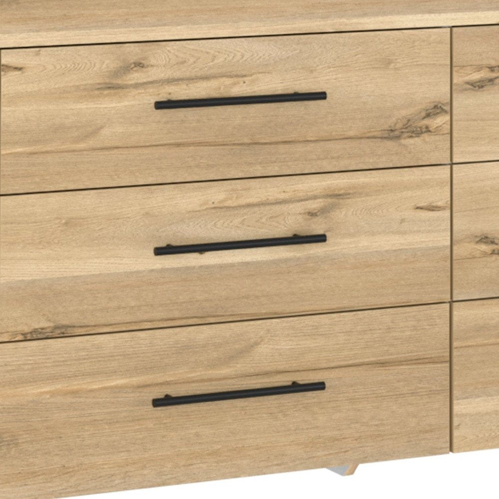 Natural Wood Six Drawer Double Dresser - 59-inch