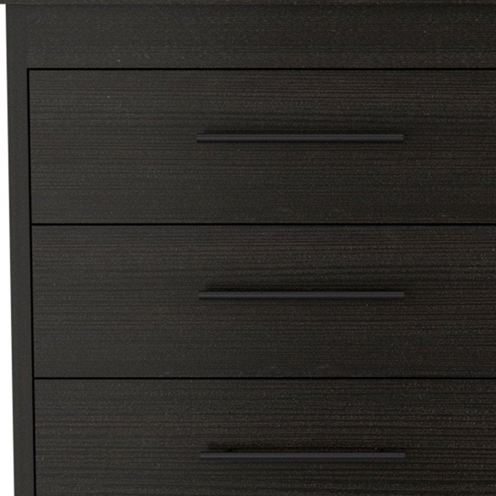 Black Wood Six Drawer Double Dresser - 59-inch