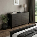 Black Wood Six Drawer Double Dresser - 59-inch