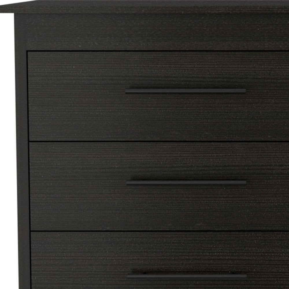 Black Wood Six Drawer Double Dresser - 59-inch