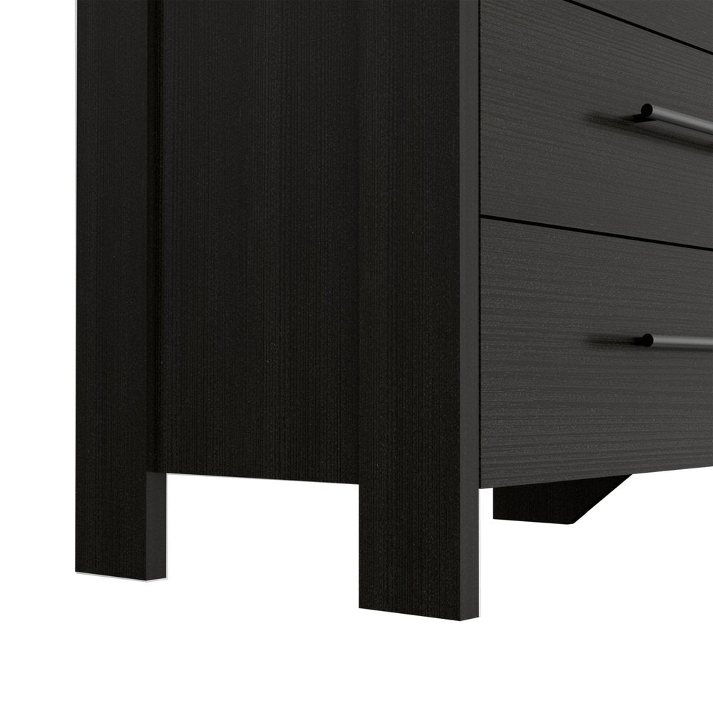 Black Wood Six Drawer Double Dresser - 59-inch