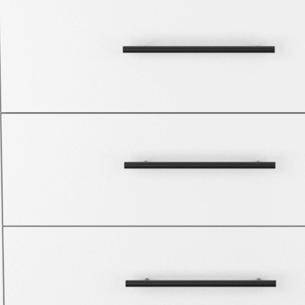 White Wood Six Drawer Double Dresser - 59-inch