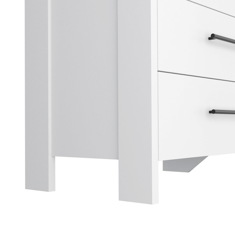 White Wood Six Drawer Double Dresser - 59-inch