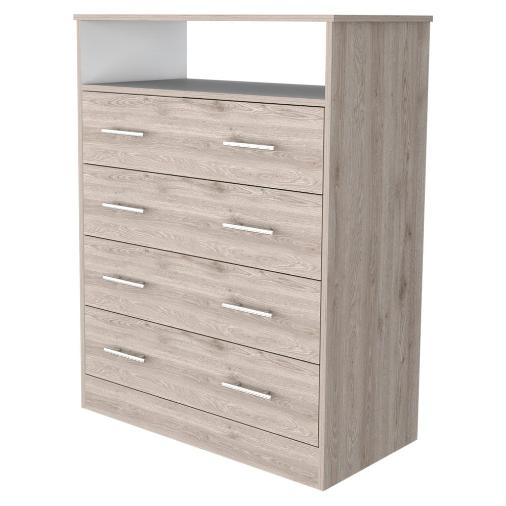 Light Gray Wood Four Drawer Dresser - 33-inch