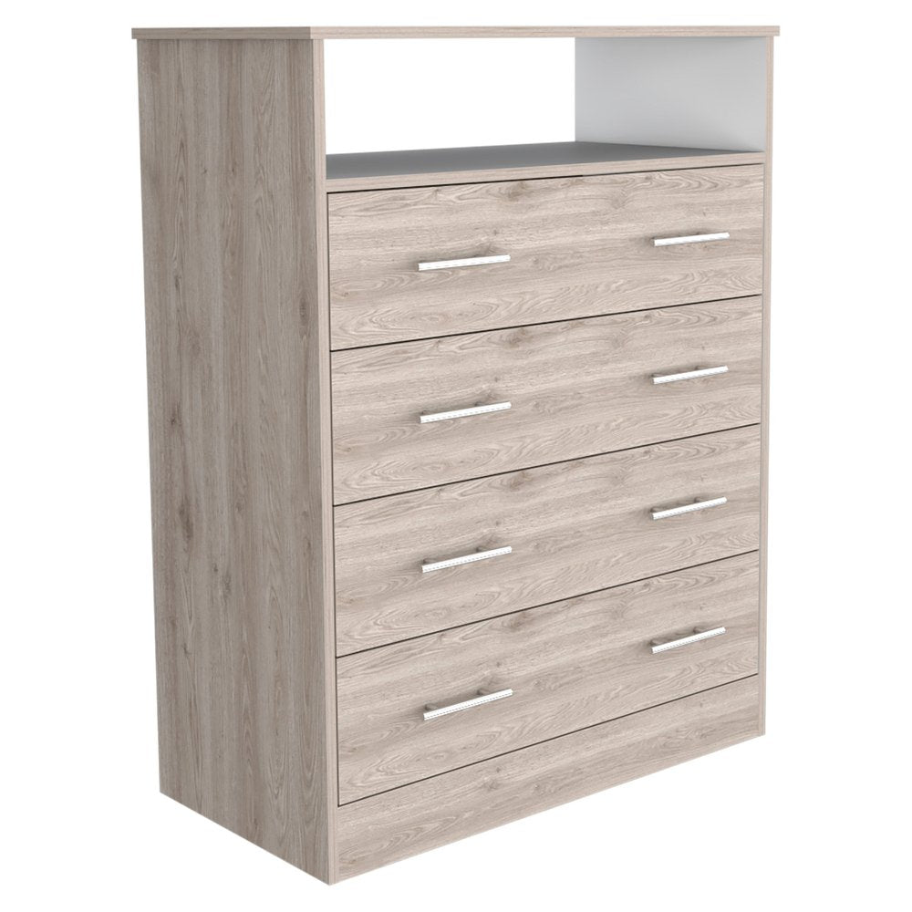 Light Gray Wood Four Drawer Dresser - 33-inch