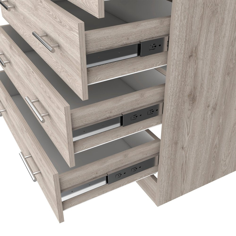 Light Gray Wood Four Drawer Dresser - 33-inch