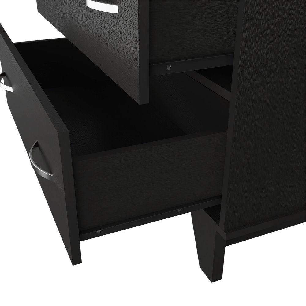 Black Wood Two Drawer Dresser - 32-inch
