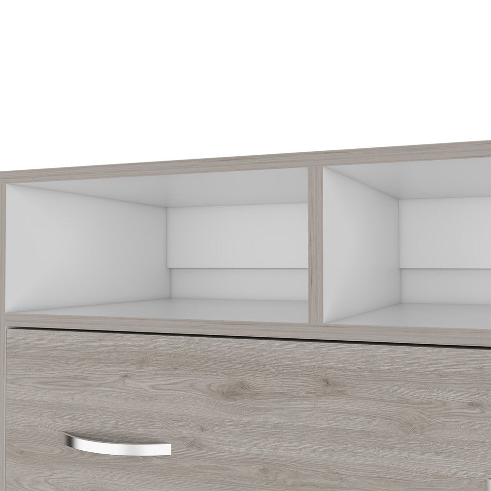 Light Gray Wood Two Drawer Dresser - 32-inch