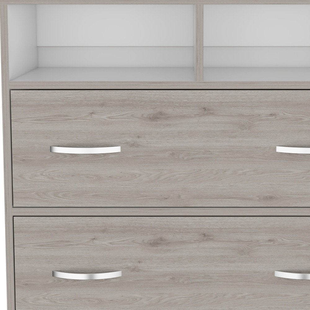 Light Gray Wood Two Drawer Dresser - 32-inch