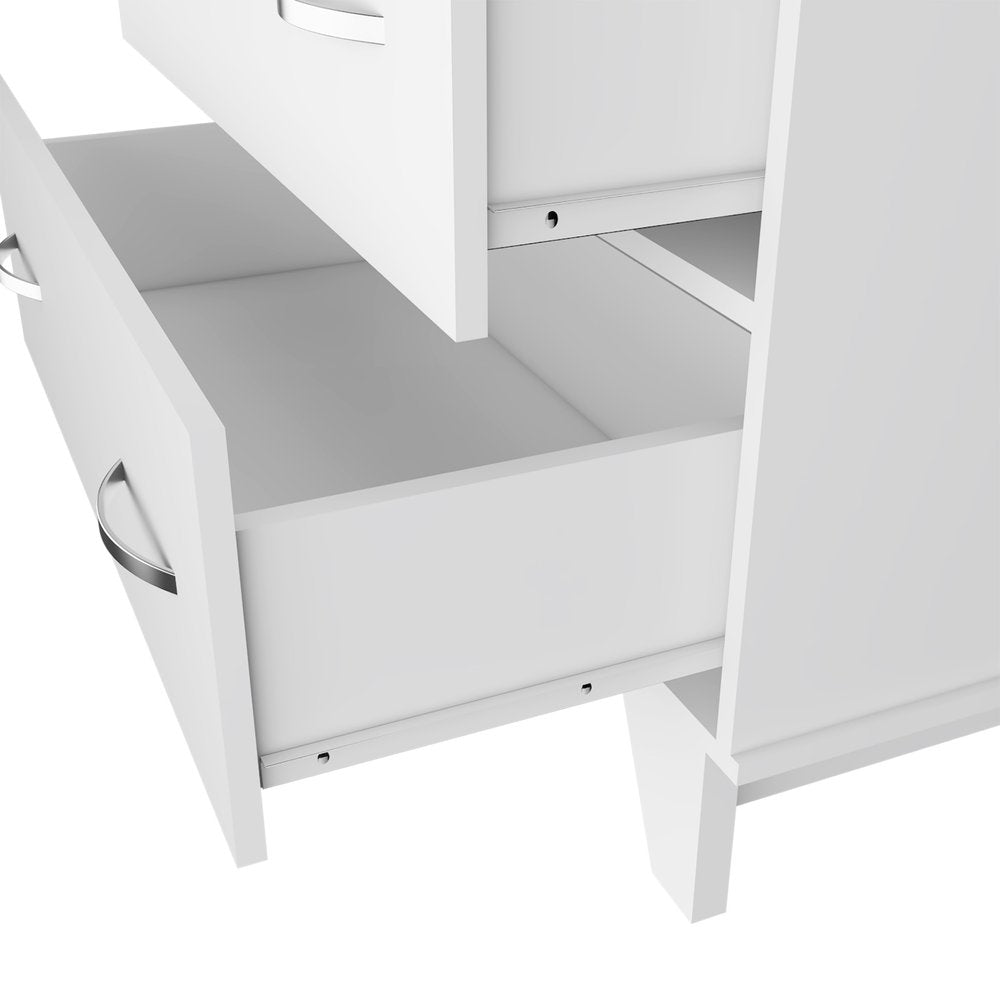 White Wood Two Drawer Dresser - 32-inch