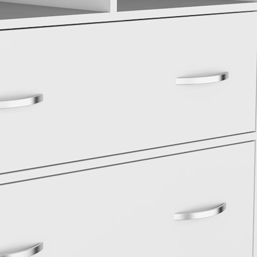 White Wood Two Drawer Dresser - 32-inch