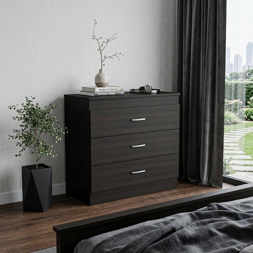 Black Three Drawer Dresser - 32-inch