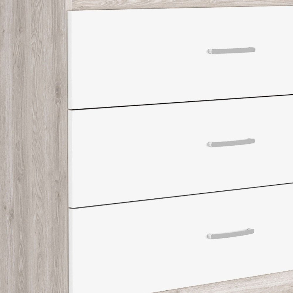 White and Gray Wood Three Drawer Dresser - 32-inch