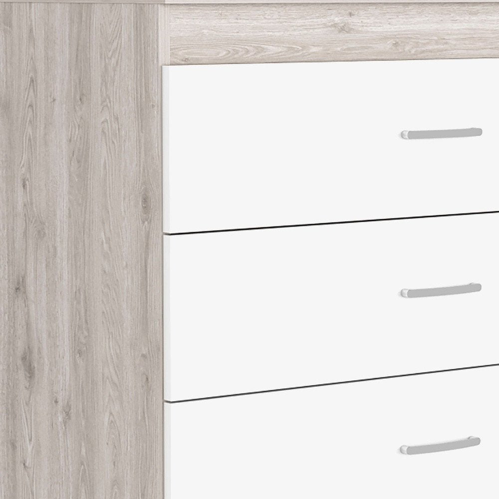 White and Gray Wood Three Drawer Dresser - 32-inch