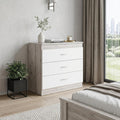 White and Gray Wood Three Drawer Dresser - 32-inch
