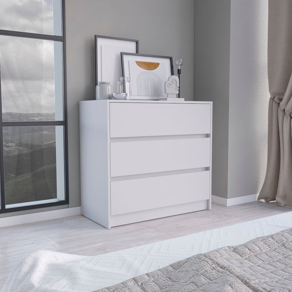White Three Drawer Dresser - 34-inch