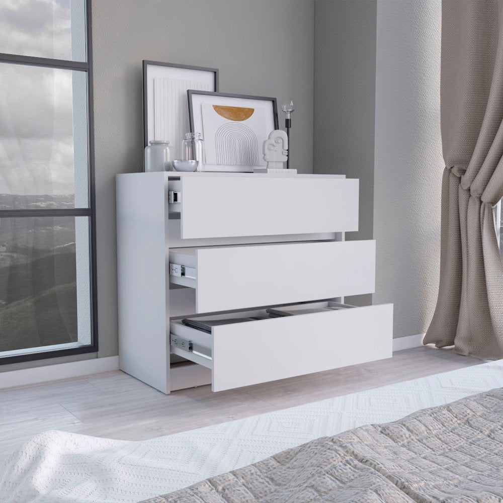 White Three Drawer Dresser - 34-inch