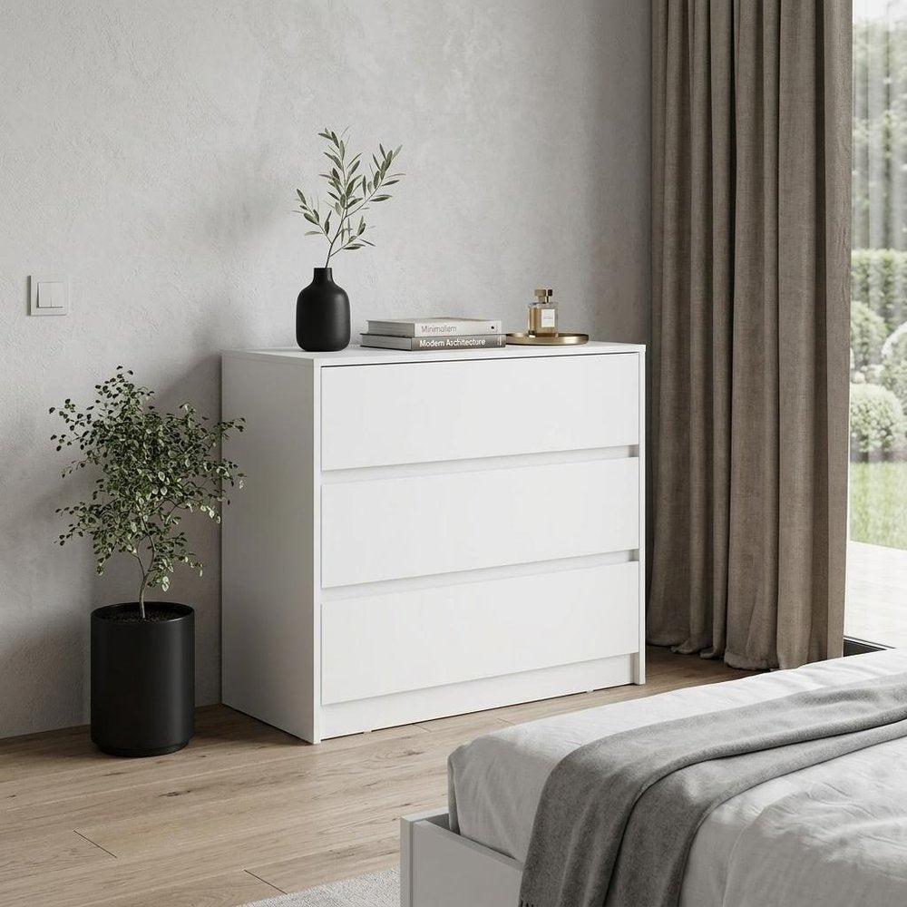 White Three Drawer Dresser - 34-inch