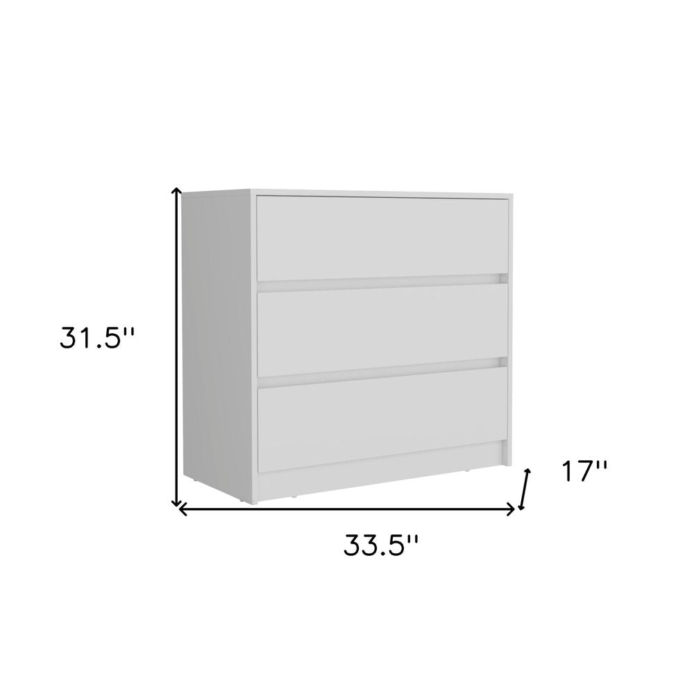 White Three Drawer Dresser - 34-inch