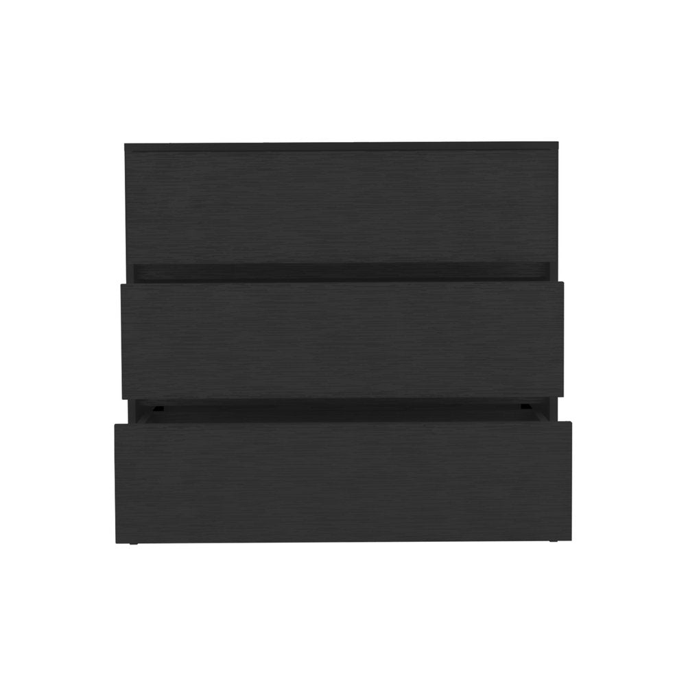 Black Wood Three Drawer Dresser - 34-inch