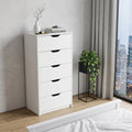 White Wood Five Drawer Dresser - 18-inch