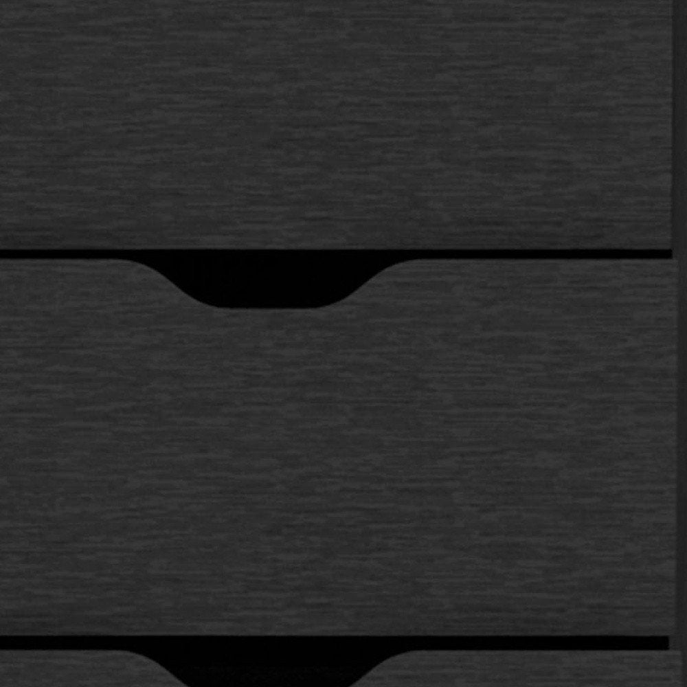 Black Wood Five Drawer Dresser - 18-inch
