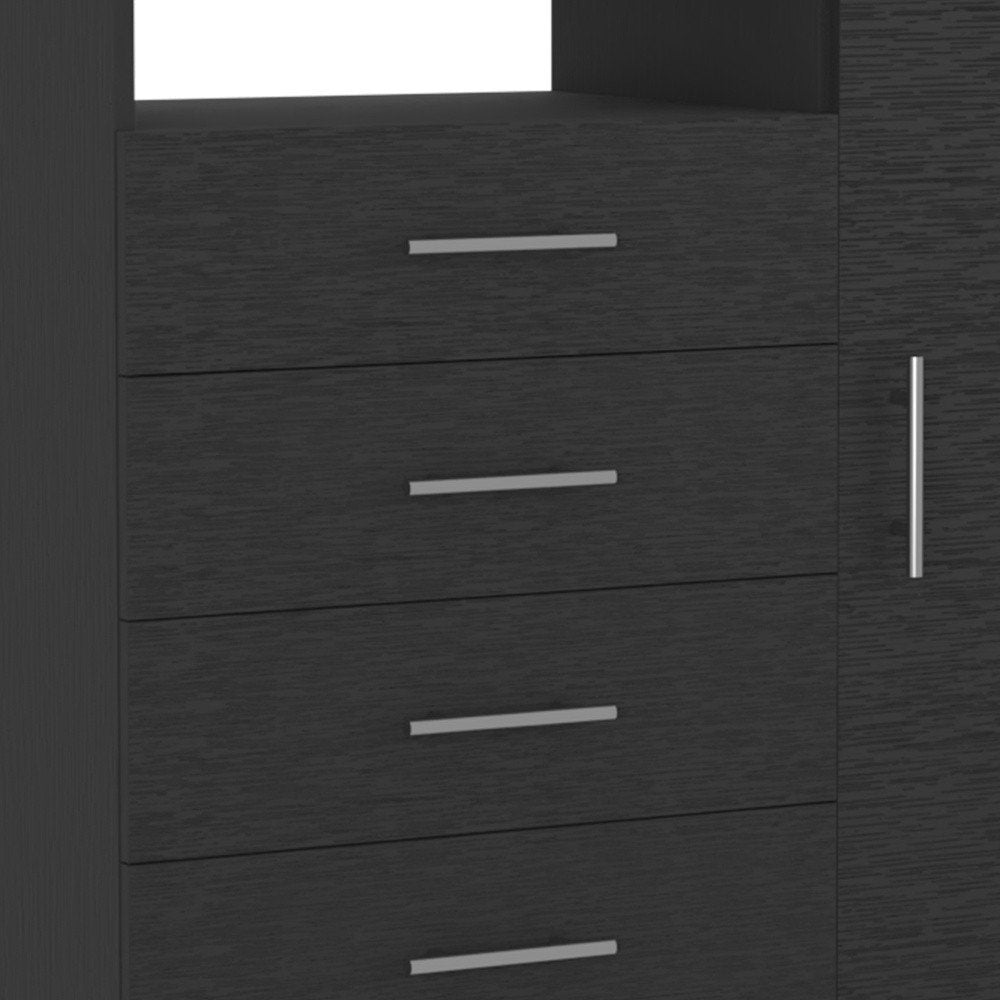 Black Wood Four Drawer Combo Dresser - 35-inch