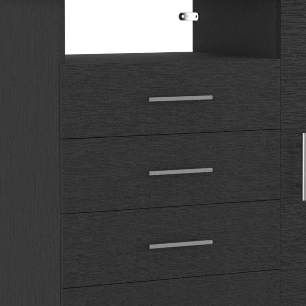 Black Wood Four Drawer Combo Dresser - 35-inch