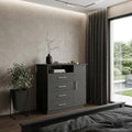 Black Wood Four Drawer Combo Dresser - 35-inch
