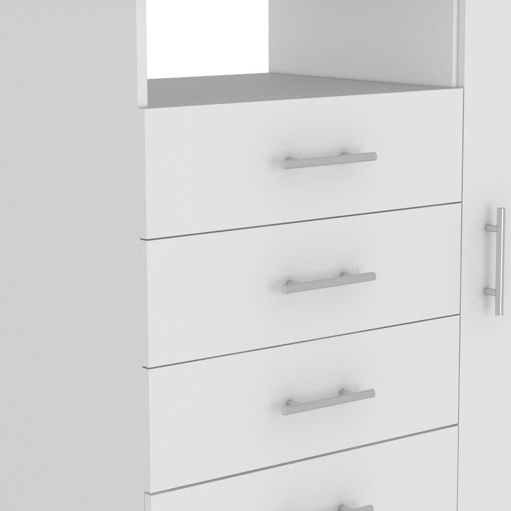 White Wood Four Drawer Combo Dresser - 35-inch