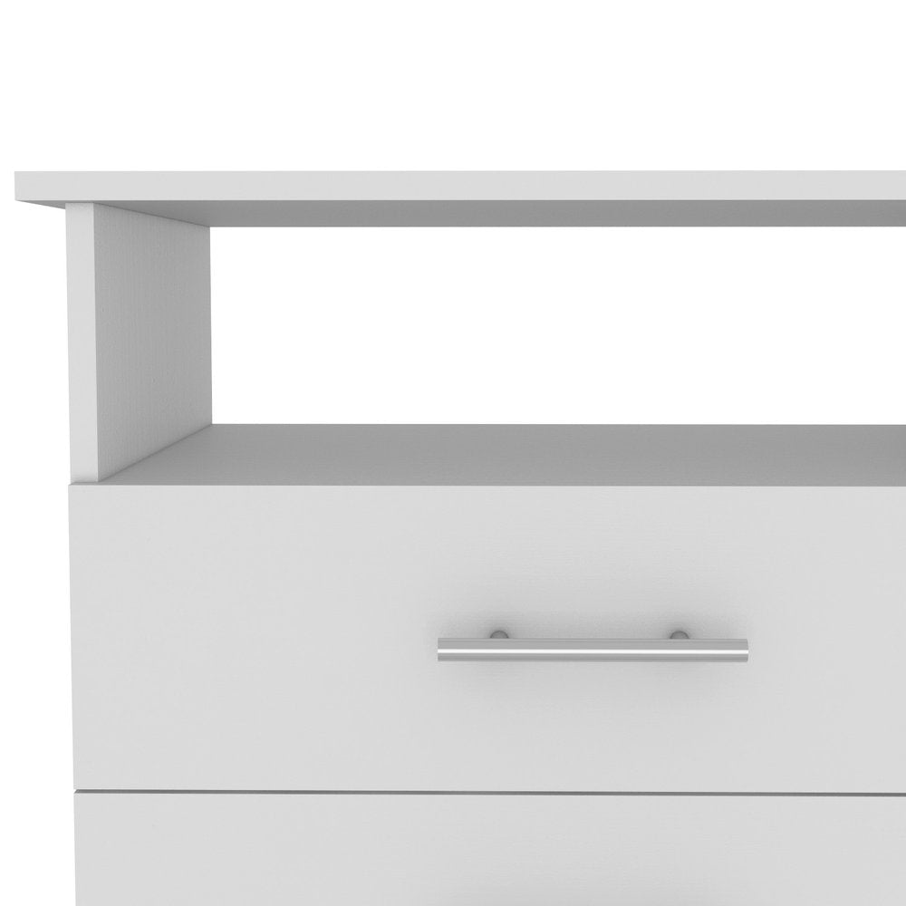 White Wood Four Drawer Combo Dresser - 35-inch